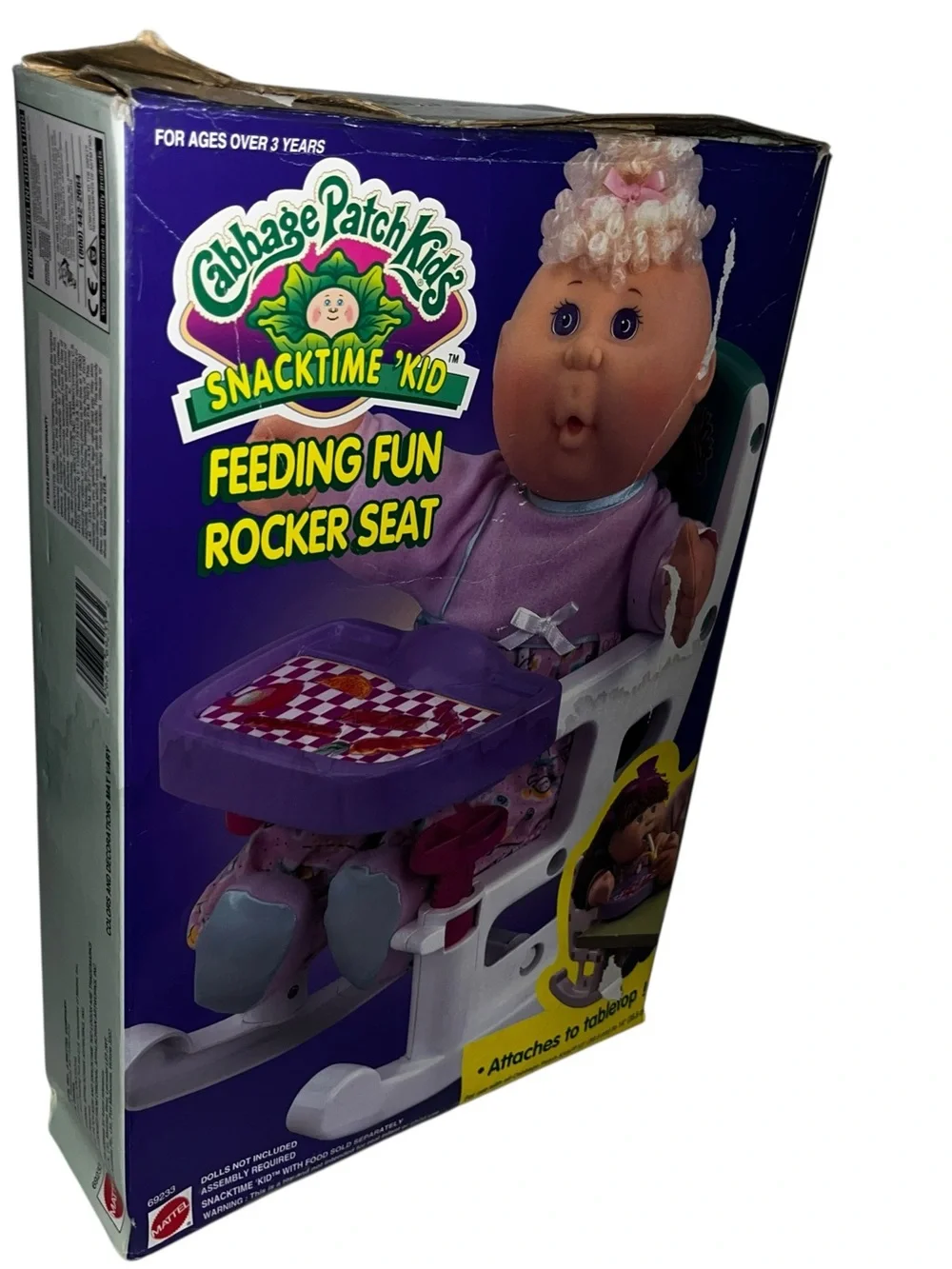 Vintage Cabbage Patch Kid doll Feeding Fun Rocker High Chair Set w box snacktime